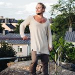 Oversized Knit Cotton Shirt: Deep V Neck Thumb