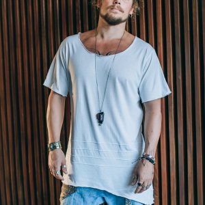 Asymmetric Bamboo Tshirt: Deep Vneck Festival Top