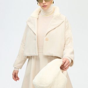 Herringbone Sherpa Jacket Cotton Beige Soft