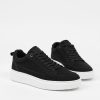 Men's Black Canvas Sneakers With White Platform Sole