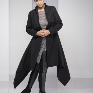 Black Winter Coat For Women Asymmetric Long Wool