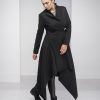 Black Winter Coat For Women Asymmetric Long Wool