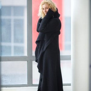 Long Black Cardigan Wool For Women Knitted Winter