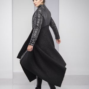 Maxi Coat For Women Winter Merino Wool Black