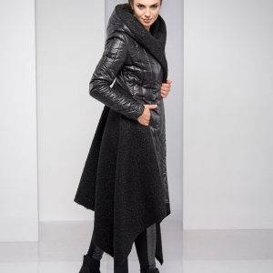 Cyberpunk Maxi Wool Coat Quilted Gothic Jacket Plus