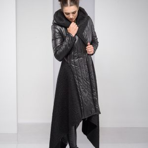 Cyberpunk Maxi Wool Coat Quilted Gothic Jacket Plus