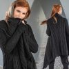 Wool Cardigan Women Black Knit Sweater Plus Size