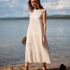 Natural Linen Dress Midi With Pockets Kaftan Summer