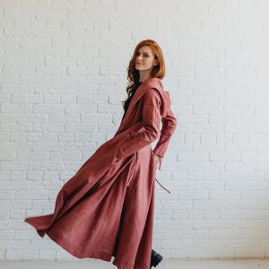 Hooded Linen Coat Long Cardigan Jacket Heavyweight Clothing