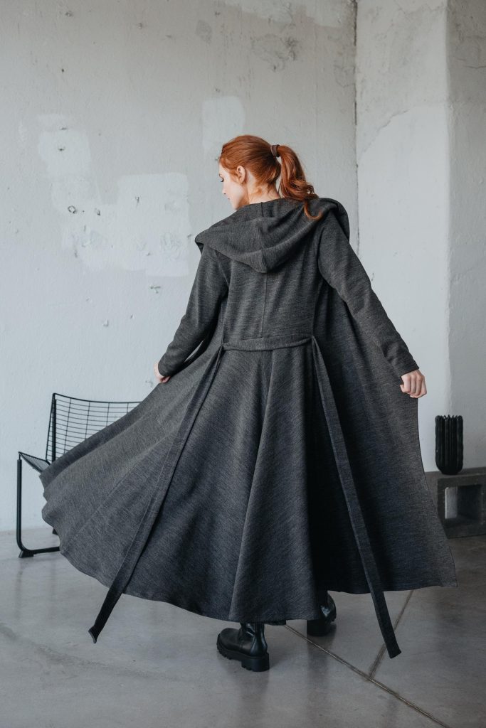 Hooded Maxi Knit Cardigan With Tie Belt Women's