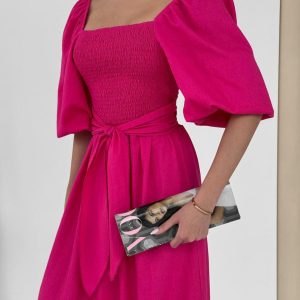 Linen Wrap Dress Reversible Summer Casual Midi Eco