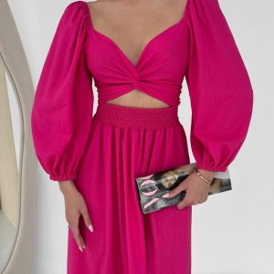 Linen Wrap Dress Reversible Summer Casual Midi Eco