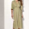 Linen Midi Dress Eco Summer Raglan Sleeve Draped
