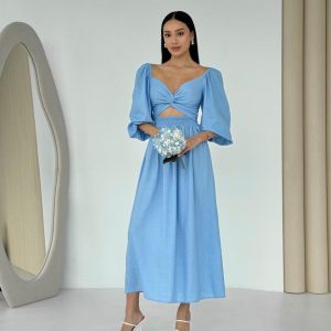 Linen Wrap Dress Reversible Summer Casual Midi Eco