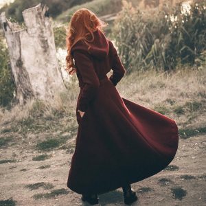 Handmade Merino Wool Fit And Flare Hooded Coat