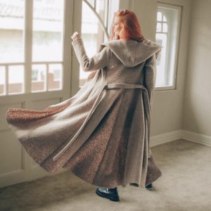 Maxi Wool Cardigan Coat Hooded Belted With Pockets