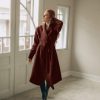 Asymmetric Wool Cardigan Coat: Draped Waterfall Front Belted