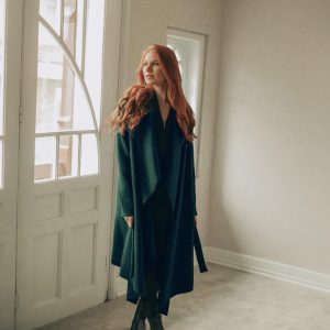 Fall Winter Wool Cardigan Coat: Draped Waterfall Front