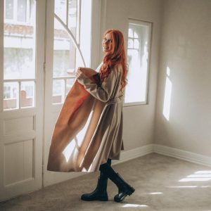 Wool Cardigan Coat: Powder Beige Wrap Style Winter