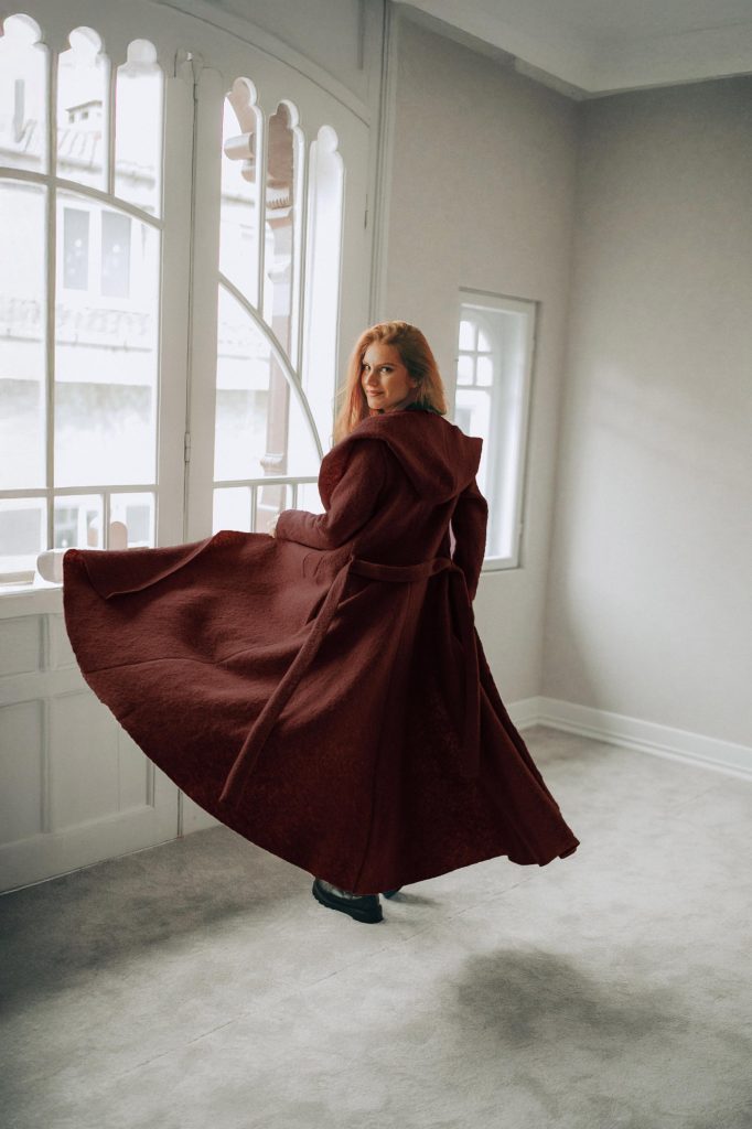 Wool Maxi Cardigan Coat Hooded Belted With Pockets