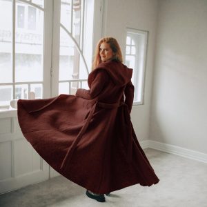 Maxi Wool Cardigan Coat Hooded Belted With Pockets